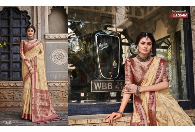 Sangam Alekha Fancy Designer Ethnic Wear Handloom Silk 	Handwoven SilkSaree Collection